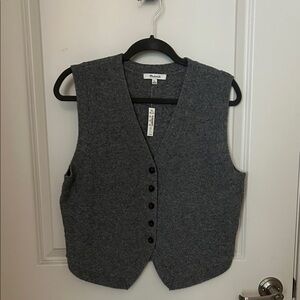 Madewell Gray Button-Up Vest